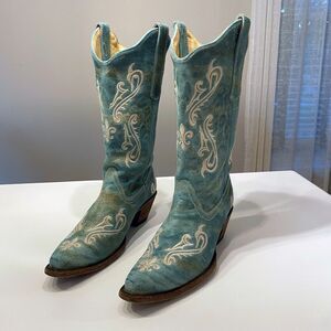 Corral Women's Turquoise Blue Cortez Cowboy Snip Toe Boots Style‎ R1973 Sz 9.5 M